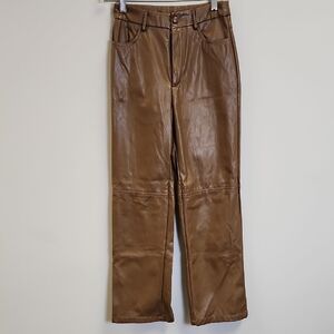 Brown Faux Leather Pants